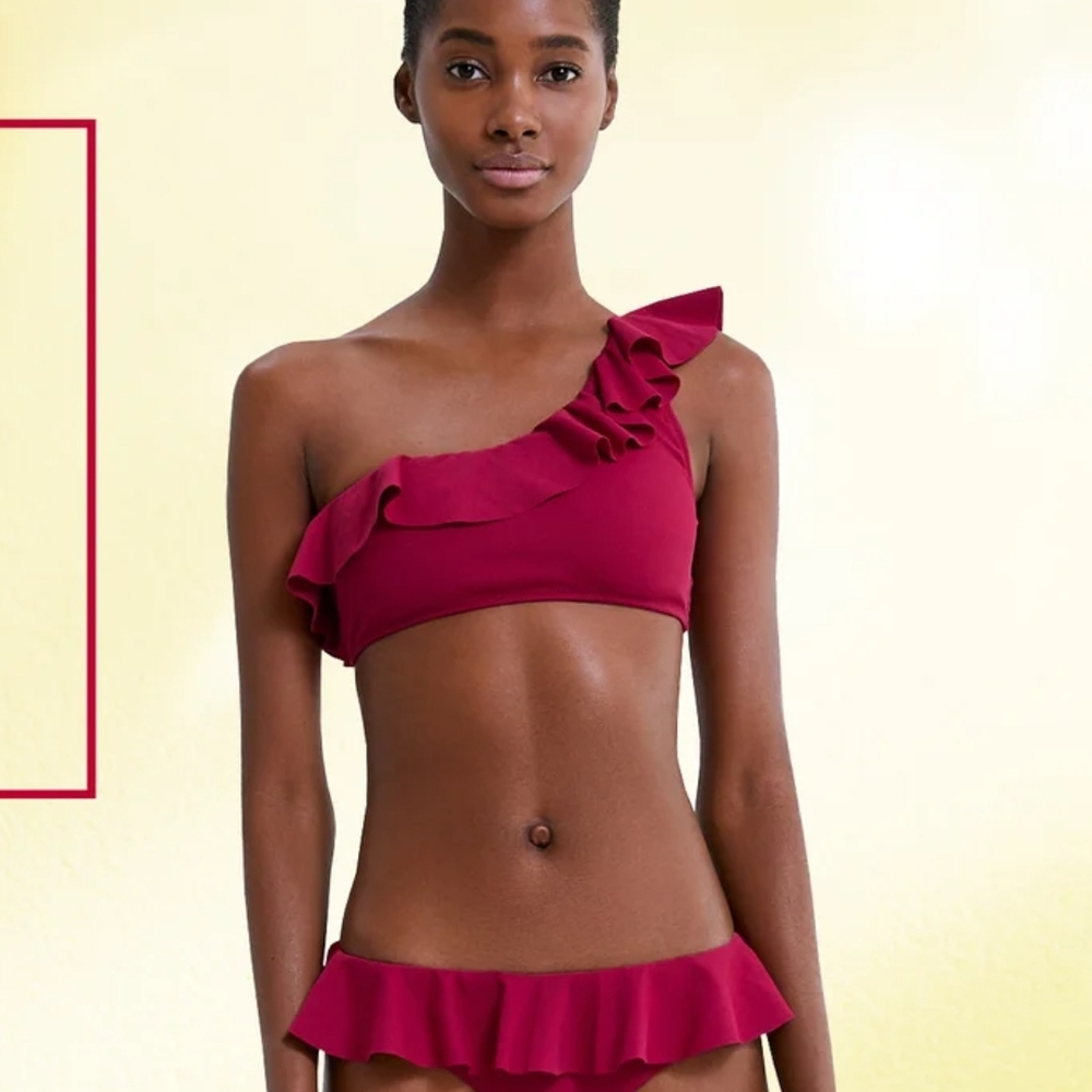 Zara Red One-Shoulder Bikini Set